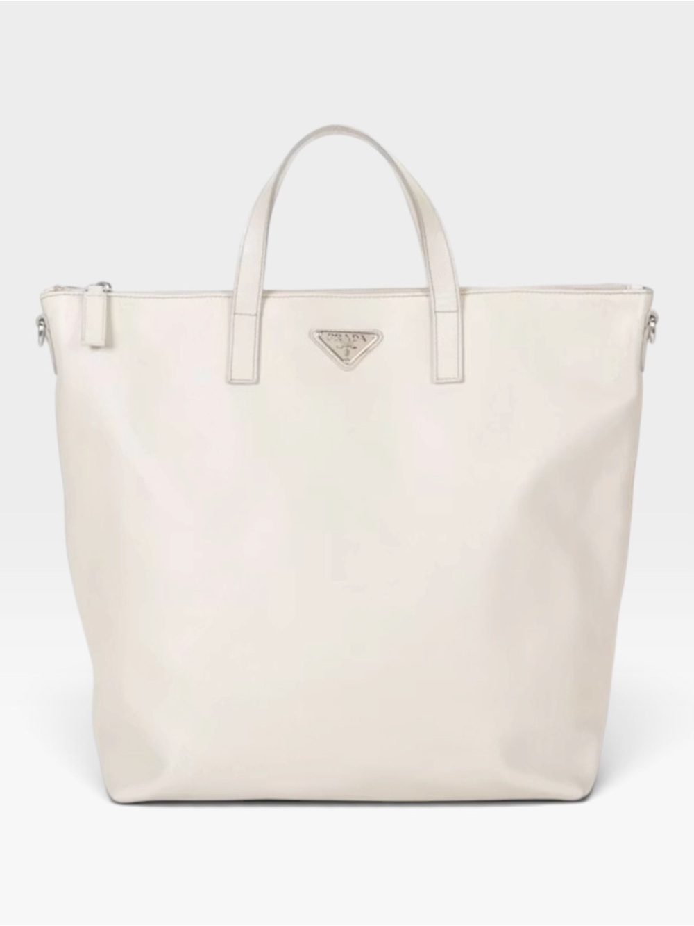 Prada White Saffiano Leather Large Tote Bag Purse WITH COA